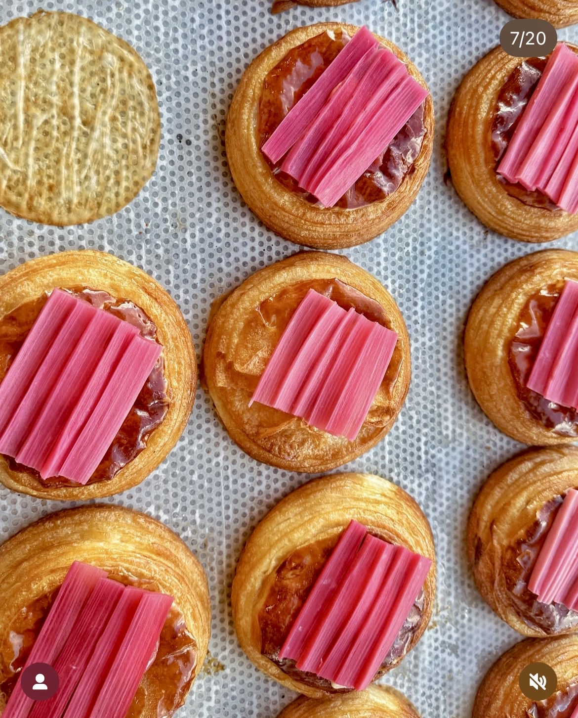 Rhubarb frangipane tarts fresh from the oven